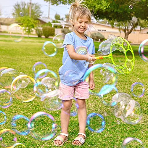 JOYIN Big Bubble Wands Set with with Tray, 21" Giant Bubble Wands Bulk for Kids, Summer, Outdoor Play Period & Birthday Party & Games, 6 Pcs Solution Suitable, Suitable for All Age People - style: Luxury