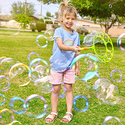JOYIN Big Bubble Wands Set with with Tray, 21" Giant Bubble Wands Bulk for Kids, Summer, Outdoor Play Period & Birthday Party & Games, 6 Pcs Solution Suitable, Suitable for All Age People - style: Luxury