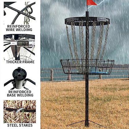 PDGA Approved HIAARO PRO Disc Golf Basket, Portable Disc Golf Target with Heavy Duty 24 Chains, Professional Disc Golf Basket - style: PRO Single basket