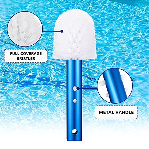 Patelai Corner and Step Pool Round Brush, Pool Step Corner Brush, 180 Degree Rotation Handle Scrub Brushes for Inground and Ground Swimming Pools, Spa, Hot Tub, Standard Poles Connection(1 Piece)