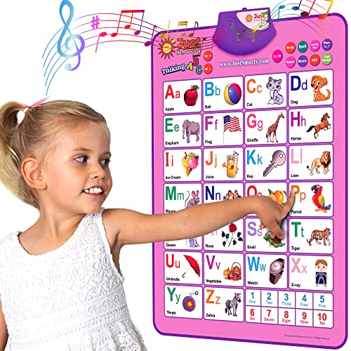 Just Smarty Interactive Alphabet Wall Chart | Talking ABCs & 123s Music Poster | Learning Toys for Toddlers 1-3 | Best Gift for Toddler Girl Ages 1 2 3 4 5 | Learning Posters for Toddlers 2-4 Years - style: ABCs and 123s - Pink