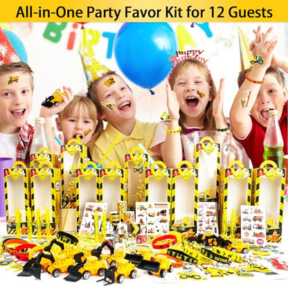 Construction Party Favors - for 12Guests, Construction Birthday Party Decorations Supplies, Construction Theme Toys for Goodie Bag Stuffer, Pinata Filler Gifts - style: Construction Party Favors
