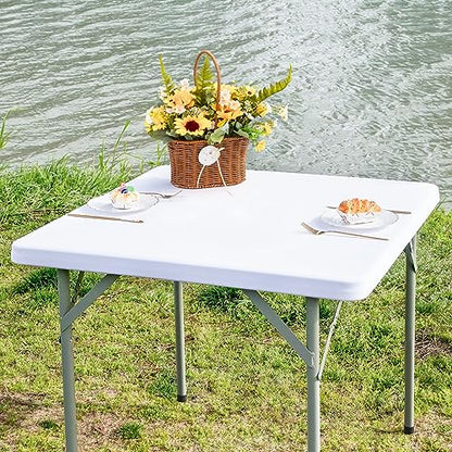 Square Fitted Table Cover Elastic Tablecloth Stretch Spandex Table Top Cover Table Topper Cap for Dining Kitchen Home Party White 34X34 Inch - color: White, size: 34" x 34" (Square)