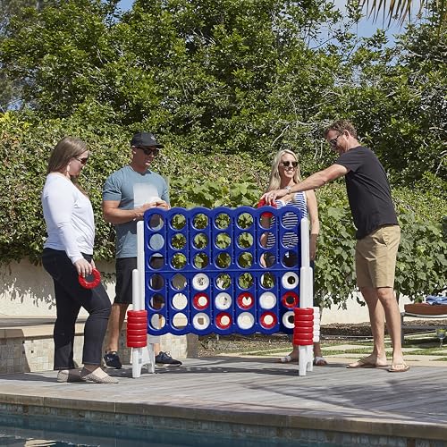 ECR4Kids Jumbo 4-to-Score Giant Game with 42 Rings and Reset Sliders, Kids Games, Red/White/Blue - color: Red/White/Blue