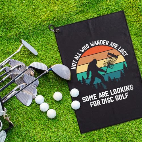Not All Who Wander are Lost Some are Looking Printed Microfiber Golf Towel, Funny Sasquatch Golf Towel, Golfer Bags Accessories Gifts for Men Golfer Fan Dad Grandpa Uncle Brother Friend - color: Multicolor065