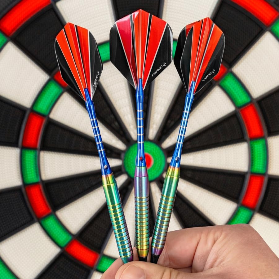 PINPOINT Soft Tip Dartboard | for Home Use with 6 Soft Tip Darts - Lightweight ABS Plastic Board - Optional Premium Soft Tip Darts - style: Premium Soft Tip Darts