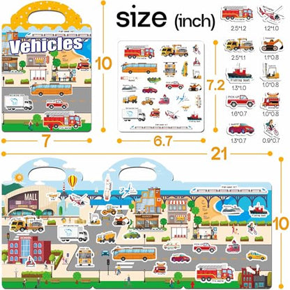 iGetooy 6 Sets Reusable Sticker Book for Toddlers 1-3, Jelly Sticker Books for Toddlers 2-4 Years, Toddler Travel Toys for Kids 2 3 4 Year Old Girls Boys