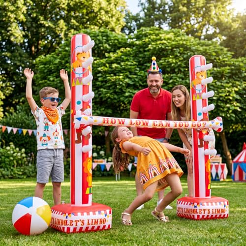 Threan Circus Inflatable Limbo Game for Kids Adults Toddlers Carnival Theme Party Enhance Family Bonding for Indoor Outdoor Birthday Picnic Pool - style: Circus