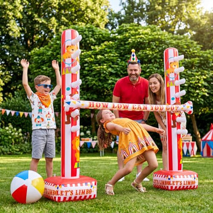Threan Circus Inflatable Limbo Game for Kids Adults Toddlers Carnival Theme Party Enhance Family Bonding for Indoor Outdoor Birthday Picnic Pool - style: Circus