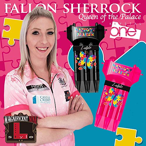 L-style Dart Case: Krystal One Hard Shell Dart Set Holder for Soft Tip and Steel Tip - color: Fallon Clear Black