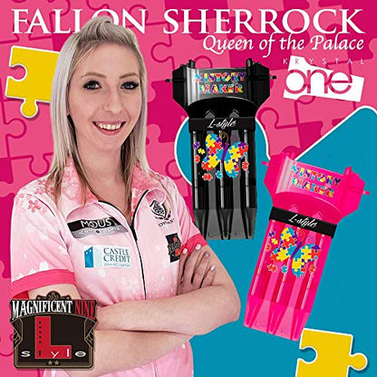 L-style Dart Case: Krystal One Hard Shell Dart Set Holder for Soft Tip and Steel Tip - color: Fallon Pink