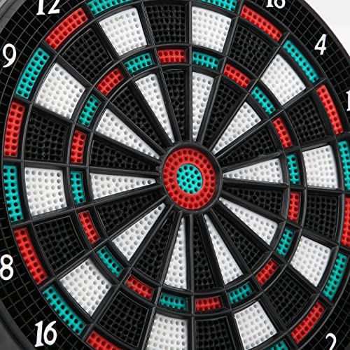 Asixxsix Electronic Dartboard, Safe and Simple Clear LCD Scoring Display Digital Dart Board Soft Tip Dart Board with 21 Darts and Automatic Scoring for Adults Kids Families