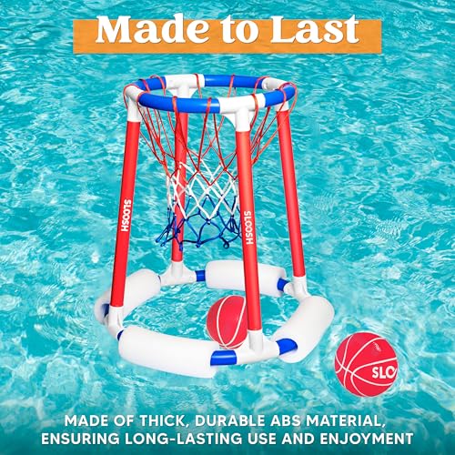 Sloosh Pool Basketball Hoop Toys, Floating Basketball Pool Game, Swimming Floats Toys with Balls Pump, Summer Outdoor Water Play Toy for Kids and Adults (Red Blue) - color: Red Blue
