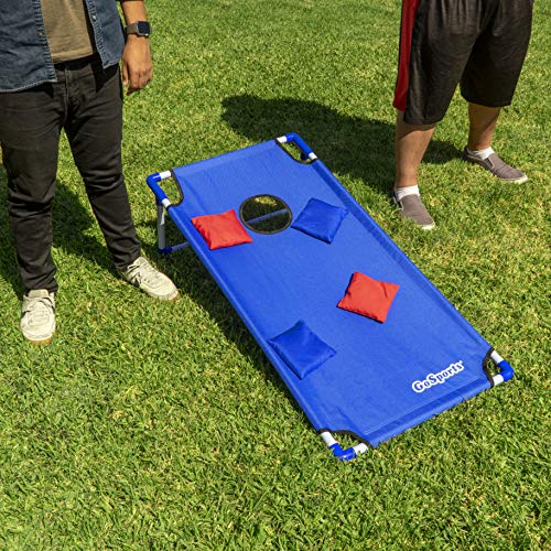 GoSports Portable Cornhole Set with Carry Case - Outdoor Lawn Bean Bag Toss Game for Adults and Family - Beach, Camping, Yard Games & More - style: XL Red & Blue