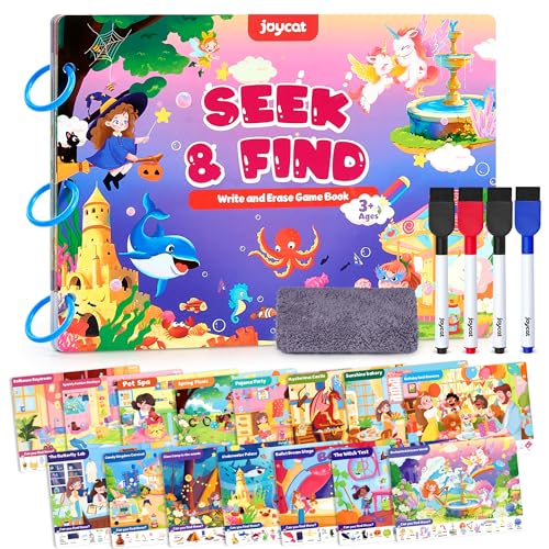 JoyCat Seek & Find Game Book, Educational Toys for Girls Ages 3-5, Preschool Learning Activities for Toddlers & Kids, Christmas Road Trip Travel Toys for Car & Airplane, Gifts for 3 4 5 6 Year Olds - style: 3. Seek & Find Girls