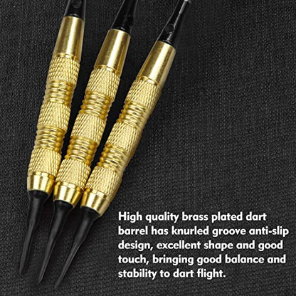 Soft Tip Darts 12 Pcs 18g Plastic Tip Darts Set with Brass Steel Barrels&Aluminum Shafts,200 Extra Dart Tips 42 Dart Flights 20 Extra Rubber Rings and 1 Storage Bag for Electronic Dart Board