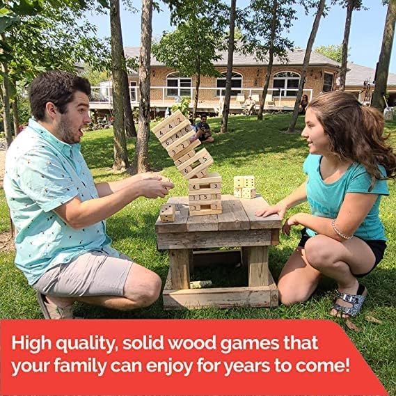 Bolaball Extreme Fun Pack: Giant Tumbling Blocks, Dominoes, Dice | 3-in-1 Giant Board Games: Tic Tac Toe, Jumbo Checkers, Reversible Rug | Outdoor Family Games for Adults, Kids, Parties