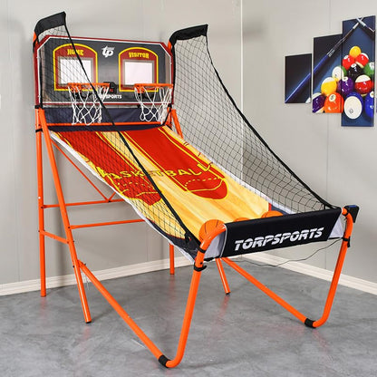 Basketball Arcade Game Machine LED Electronic Scoring Indoor Arcade Basketball Hoop with 5 Size 7 Inch Balls for 2 Players Kids Adults Player