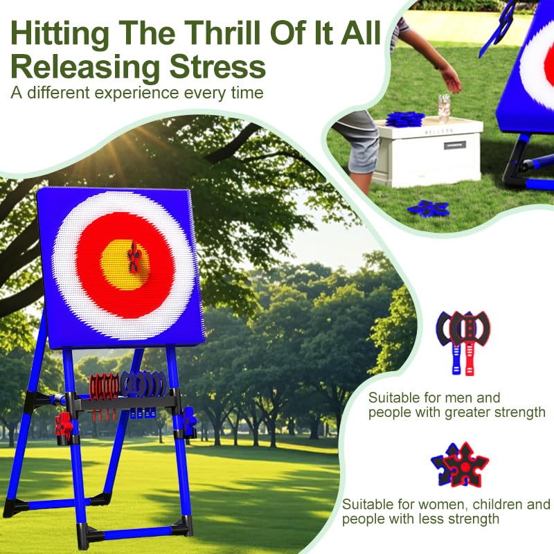 2-in-1 Axe Throwing Game Set, Bristle Axe Toss Target, Axe Throwing Target Set for Adults, Outdoor Games Yard Lawn Backyard Games for Age 6-12