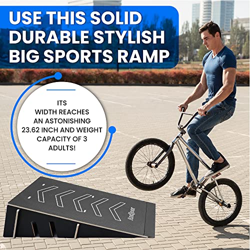 Kids Jumping Ramp for Skateboard, Bike, Scooter, BMX, RC Car and Dirt Bike, 42.91 in, Black - color: Black, size: L300