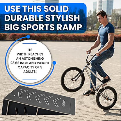 Kids Jumping Ramp for Skateboard, Bike, Scooter, BMX, RC Car and Dirt Bike, 42.91 in, Black - color: Black, size: L300