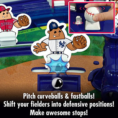 MLB Slammin' Sluggers Magnetic Baseball Tabletop Game – 2-Player Board Game with 20" x 20" Field, Scoreboard, Stickers and Manual Pitching Control