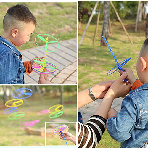 POPLAY 40 Sets Outdoor Toys Flying Discs, Disc Flyer with Launchers for Party Favors, Classroom Prizes, Goodie Bags Stuffers for Kids