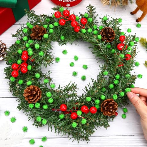 SEPGLITTER 1000 Pcs Mini Christmas Green Glitter Pom Poms Balls for Crafts | 1cm Mini Size, Green Tinsel Puff Balls, DIY Crafts Making, Handmade Projects, Christmas St. Patricks Party Supplies Decor - style: Glitter Green Style