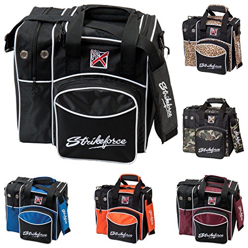 KR Strikeforce Flexx Single Tote Bowling Bag with Side Shoe Compartment, Front Accessory Compartment - color: Black