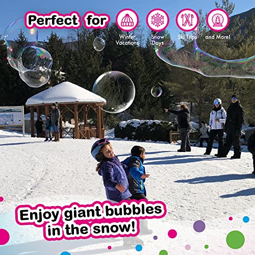WOWMAZING Giant Bubble Kit Winter – Bubble Wand, 2 Big Bubbles Mix Pouches, 8 Cold-Activated Stickers for Outdoor Winter Fun |Bubbles Made in USA - style: Kit-Winter
