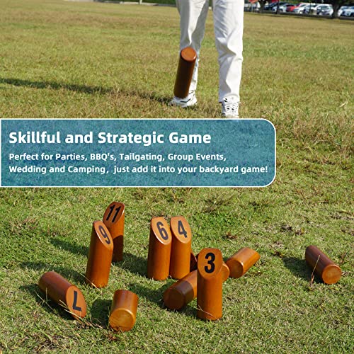 SpeedArmis Wooden Throwing Game - 12 Numbered Block Toss Games Set with Scoreboard & Carrying Case, Indoor Tailgating Bowling Yard Activity‌ for Teens Adults Family