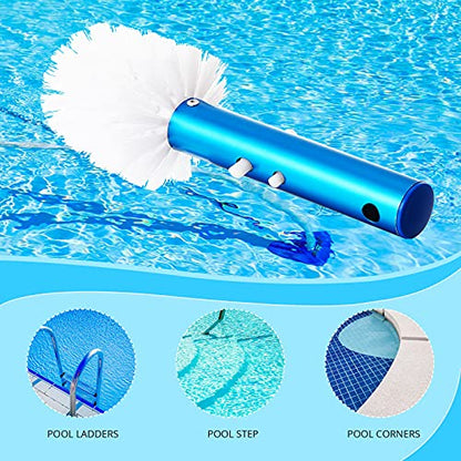 Patelai Corner and Step Pool Round Brush, Pool Step Corner Brush, 180 Degree Rotation Handle Scrub Brushes for Inground and Ground Swimming Pools, Spa, Hot Tub, Standard Poles Connection(1 Piece)