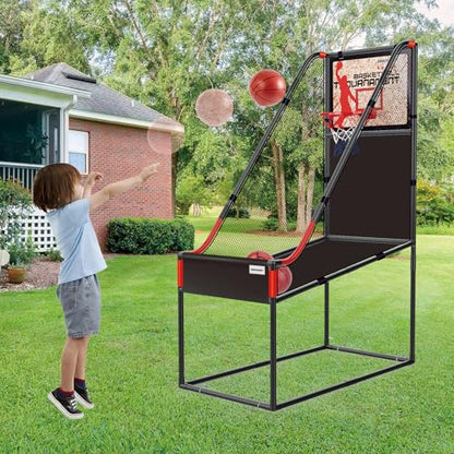63.7" New Arcade Basketball Game Indoor for Toddlers & Kid 5-7, 8-12 - Basketball Hoop for Kids 3-12 with Wooden Board - Kids Basketball Hoop, Fun Basketball Toys & Gifts for Boys