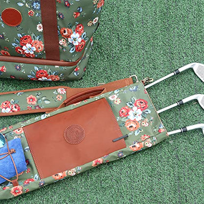 TOURBON Canvas Golf Bag for Women Driving Range Travel Golf Carry Case