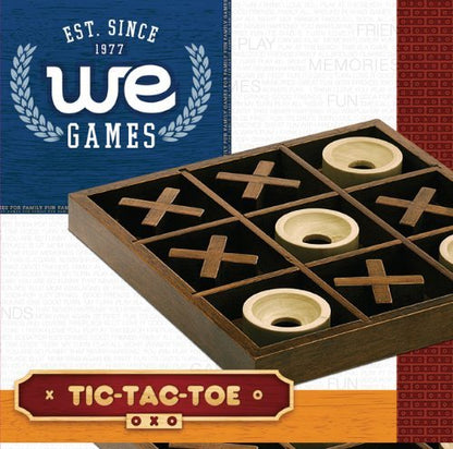 Wooden Tic Tac Toe Game – 9 Inch Solid Wood Board with X and O Pieces, Decorative Coffee Table Game, Classic Home Décor Accent
