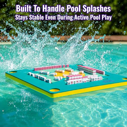 Floating Mahjong Table for Pool - Swimming Pool and Hot Tub Float Board for Card Games, Scrabble, Dominoes, Poker - Adults Pools Game Tray for Water and Lake - Domino Floater Tables - color: Green