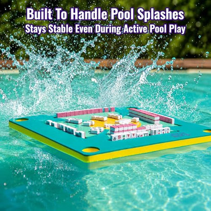 Floating Mahjong Table for Pool - Swimming Pool and Hot Tub Float Board for Card Games, Scrabble, Dominoes, Poker - Adults Pools Game Tray for Water and Lake - Domino Floater Tables - color: Green