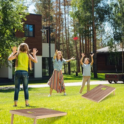 Solid Wood Cornhole Board Set, 4x2ft Regulation Cornhole Game Set with 8 Bean Bags and 2 Cornhole Boards, Premium Corn Hole Game for Adults and Family - style: 3*2 Woodgrain