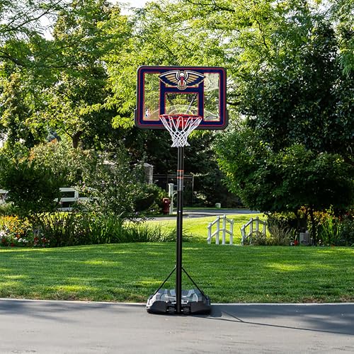 Lifetime NBA New Orleans Pelicans Portable Basketball Hoop, Adjustable Height 7.5-10 Ft, 44 Inch Shatterproof Fusion Backboard, Base with Wheels - color: New Orleans Pelicans