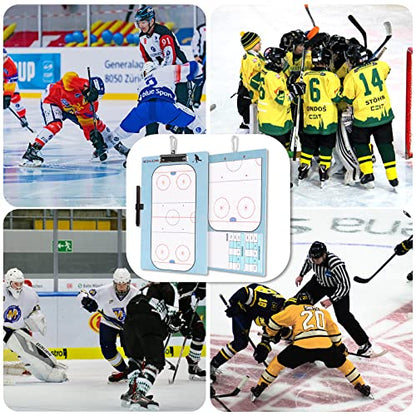 Dry Erase Hockey Coaches Clipboard, Hockey Lineup Board, Double-Sided Coaching Board with Marker