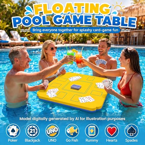 Floating Mahjong Table for Pool, EVA Foam Waterproof Pool Mahjong Table Floating Game Table for Swimming Pool, Hot Tub, Double-Sided Mahjong Domino & Card Games for Adults