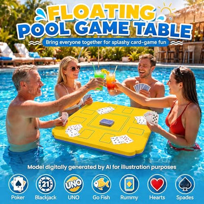 Floating Mahjong Table for Pool, EVA Foam Waterproof Pool Mahjong Table Floating Game Table for Swimming Pool, Hot Tub, Double-Sided Mahjong Domino & Card Games for Adults