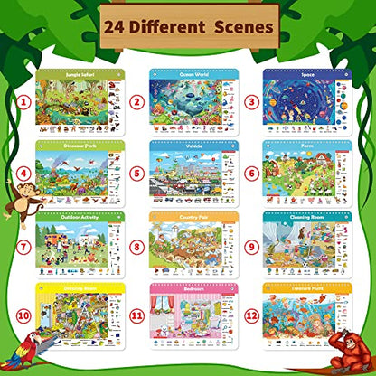 Elfew Search and Find Reusable Activity Book, Travel Toys for Toddlers 3-5, Wipe Clean Educational Toys for 3+ Year Old, Kids Airplane Car Road Trip Travel Essentials, Car Games for Kids Ages 4-8
