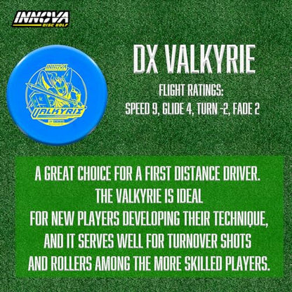 Innova Disc Golf Set 3 Pack – Disc Golf Starter Set for Beginners with Disc Golf Driver, Mid-Range, Disc Golf Putter DX Valkyrie, DX Invader, DX Mako3 and Mini