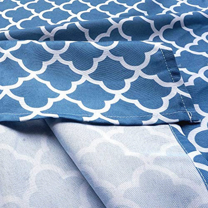 Melaluxe Spring/Summer Wrinkle-Free Waterproof Outdoor Tablecloth with Umbrella Hole and Zipper, 60" Round-Zippered - color: Blue Clound, size: 60" (Round)