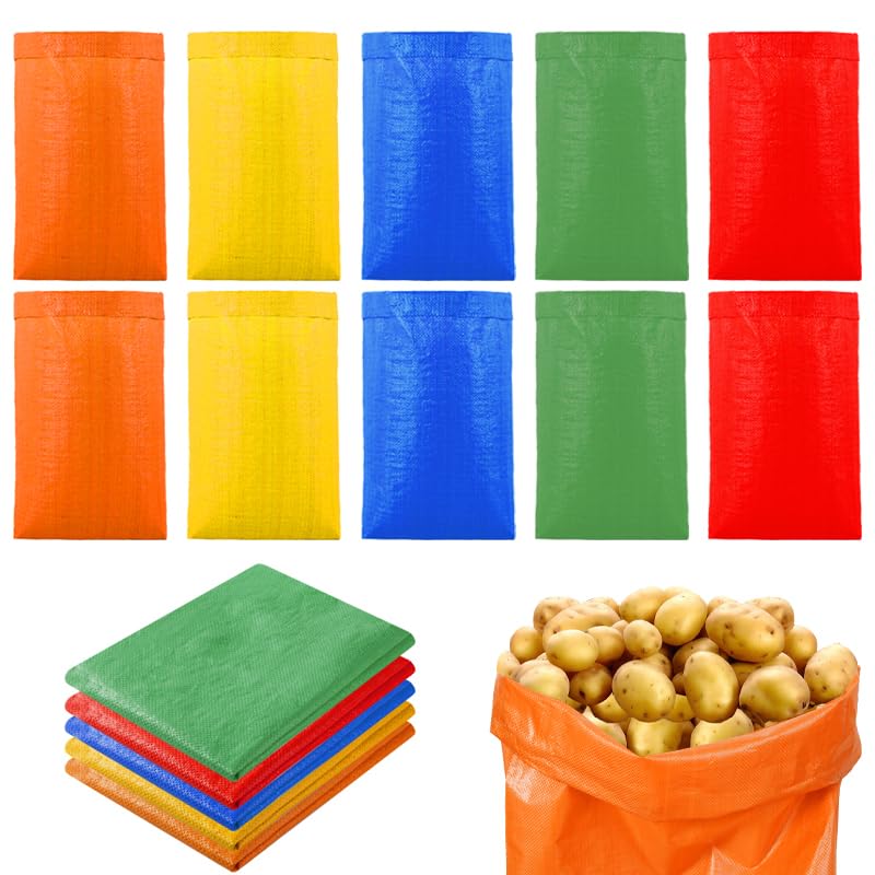 10Pcs Colorful Potato Sack Race Bags, Reusable Vegetable Storage Bags for Potato Tomato Onion Bean Storage - style: 10pcs