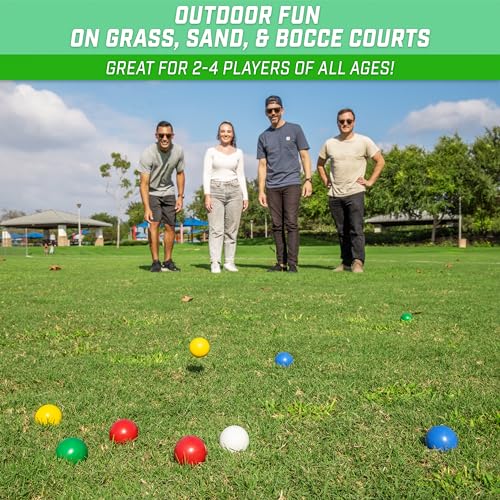 GoSports Mini Travel Size Bocce Game Set with 8 Balls, Pallino, Tote Bag and Measuring Rope - Choose Your Size - style: 40mm Mini Travel Size Bocce