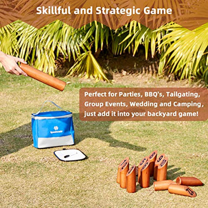 SpeedArmis Wooden Throwing Game, 12 Numbered Block Toss Games Set with Scoreboard & Carrying Case, Indoor Tailgating Bowling Yard Activity‌ for Teens Adults Family