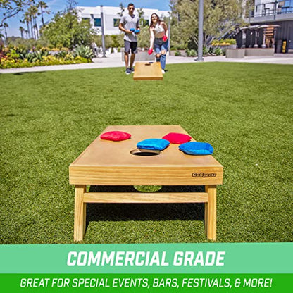 GoSports Premium 4 ft x 2 ft Regulation Competition-Ready Cornhole Board Set - Thick Wooden Board with Stop and Slide Bags - Complete Set for Yard Games, Backyard Outdoor Party Events - style: Light Brown