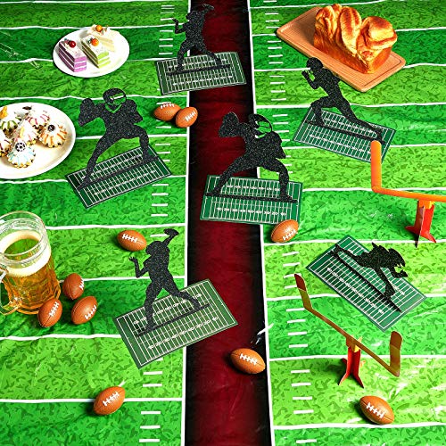Sumind 9 Pcs Football Party Decorations Football Table Honeycomb Centerpieces Goal Post Centerpieces Player Silhouette 3D with Tablecloth Table Cover for Sports Birthday Party Tailgate Game Supplies